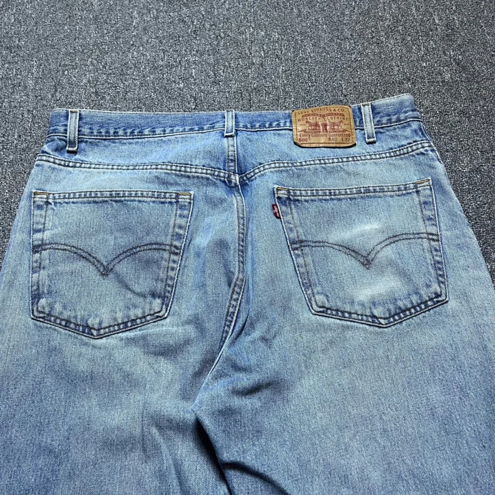 Vintage Levis 505 Jeans 40x32 Blue Distressed Thrashed Straight Leg Denim
